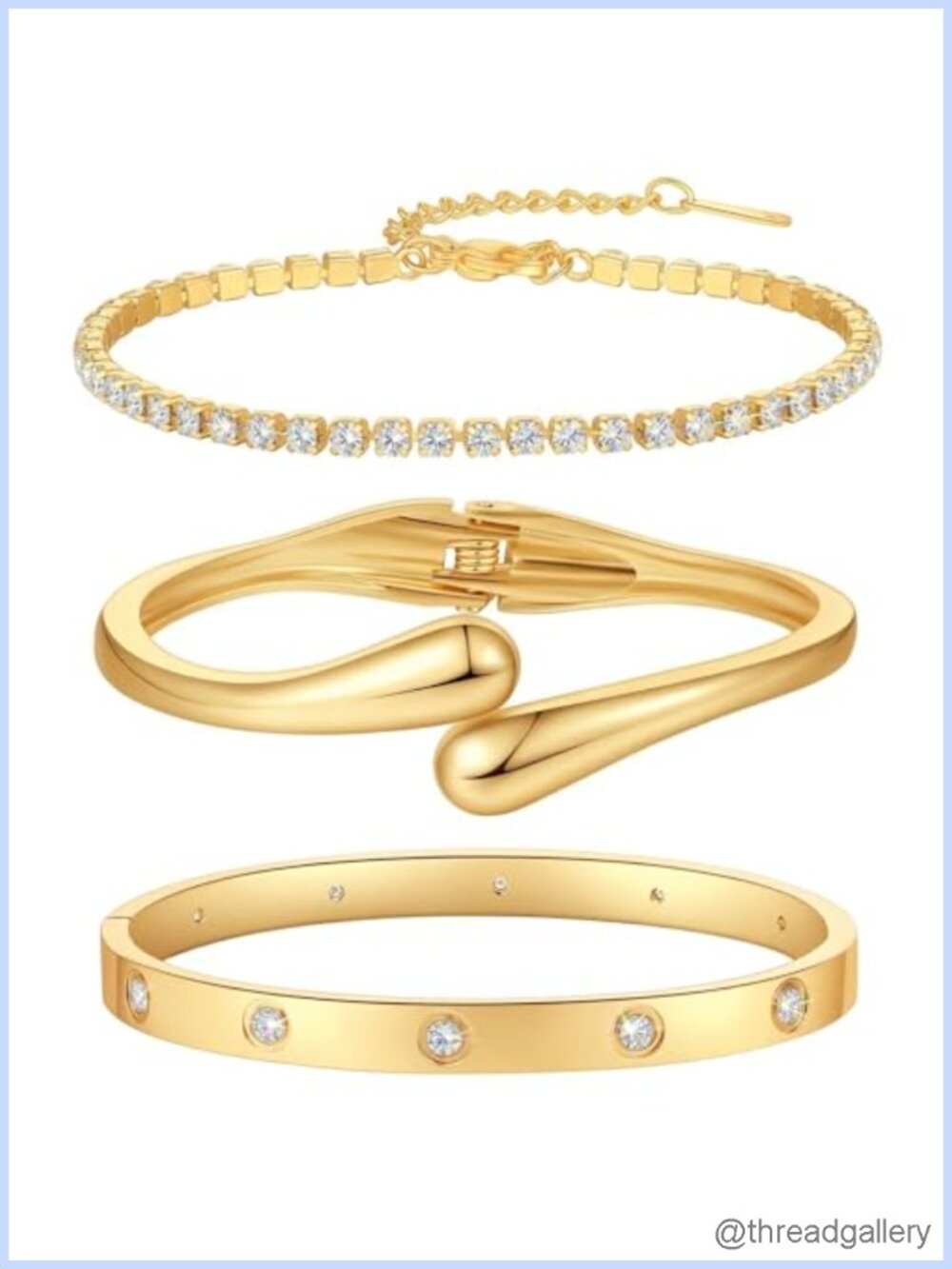 18K Gold-Plated Bracelet Set Stackable Bangle Gift for Women